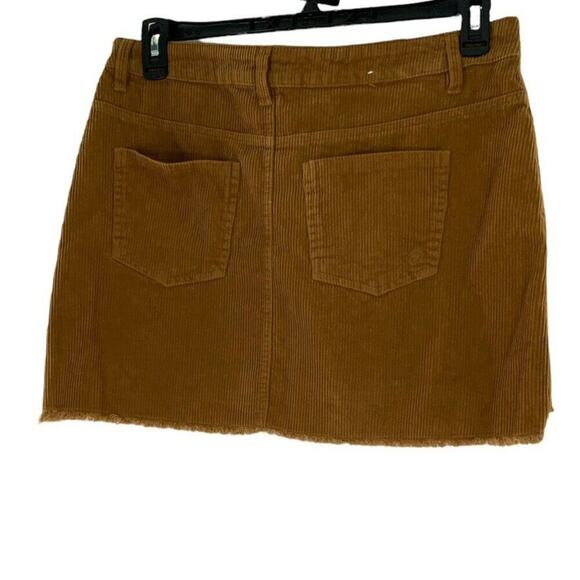 Indigo Rein Skirt Junior Size 11 Corduroy Raw Hem Pockets Button Fly Mini Tan - Picture 2 of 9